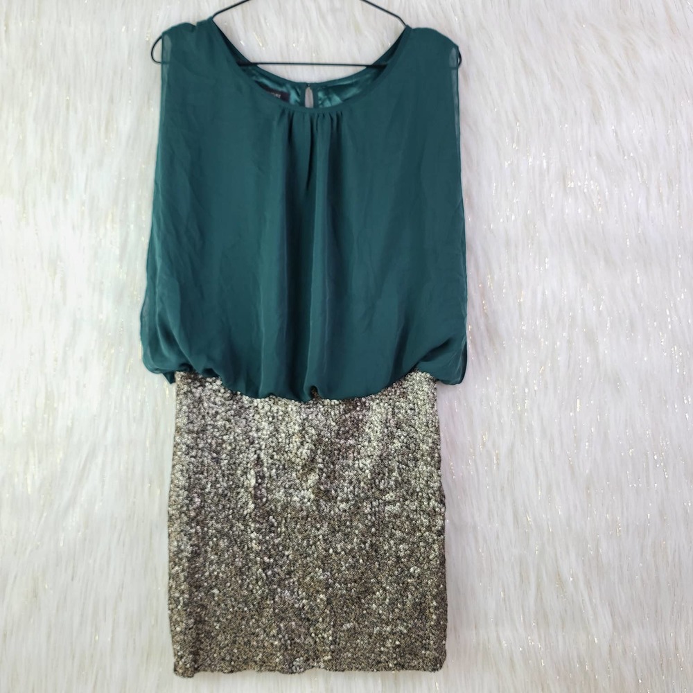 NWT MM Couture Miss Me Green Sequins Dress